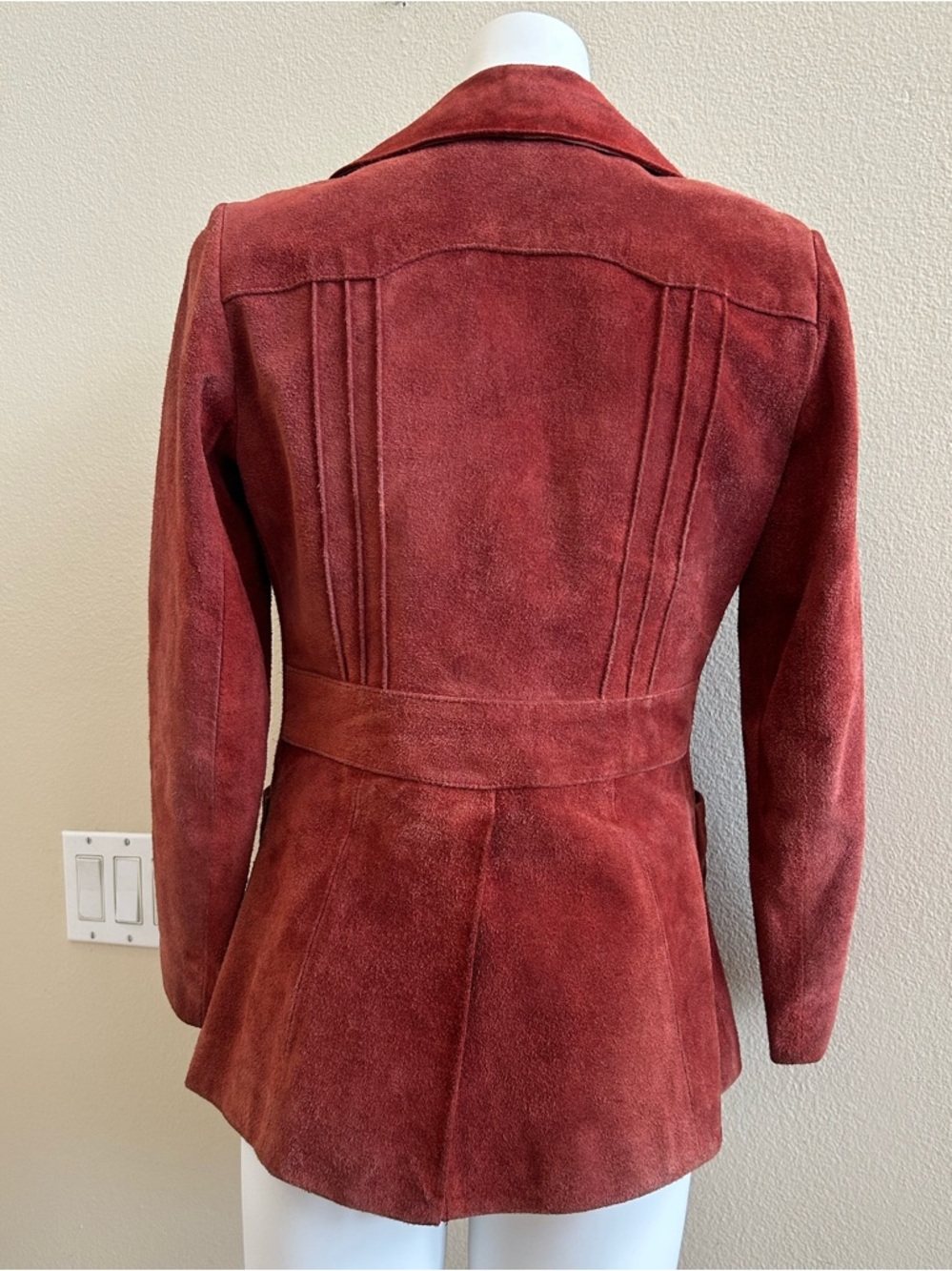 PBD International Vintage Suede Jacket Button Front Small Rusty Red Leather - Picture 2 of 5